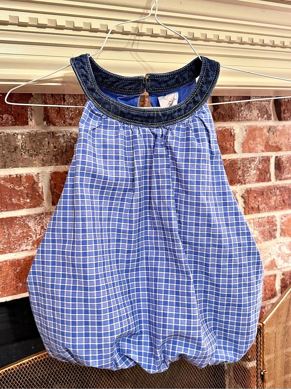 Designer Cliq a Sept Blue Checkered Halter Top & Shorts Size Small Like New worn